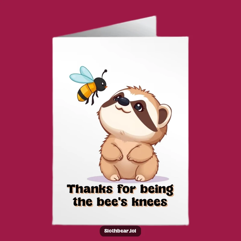 Free Printable Thank You Card: Sloth Bear's Bee-g Appreciation Downloadable Gift