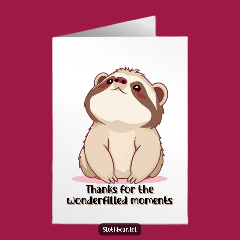 Free Printable Thank You Card: Sloth Bear Wondering, Thank You So Much