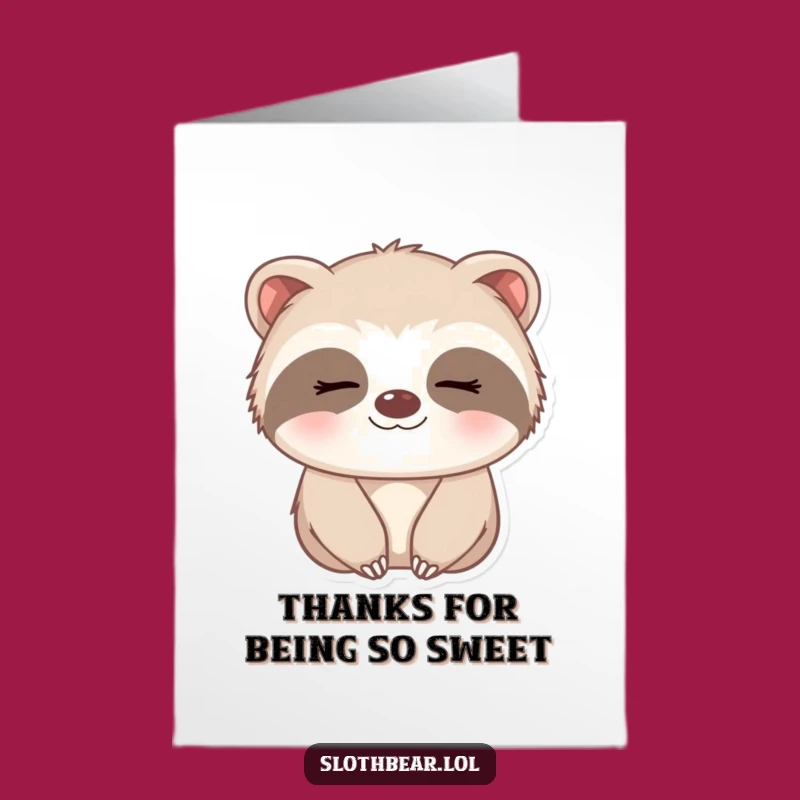 Free Printable Thank You: Sleepy Sloth Bear Smile - Heartfelt Downloadable Card