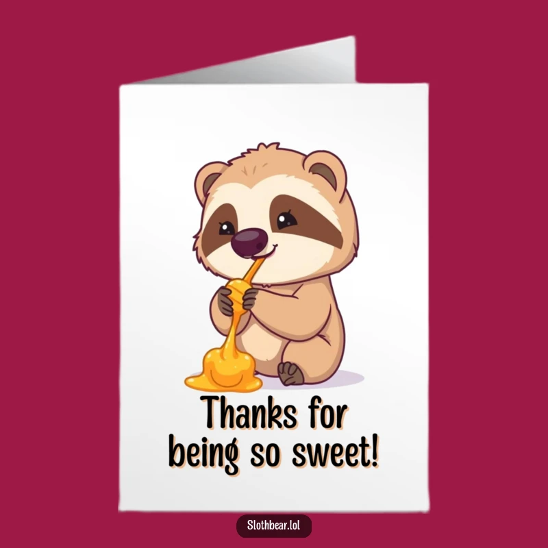 Free Printable Sloth Bear Thank You Card: Sweet Honey Lick Downloadable