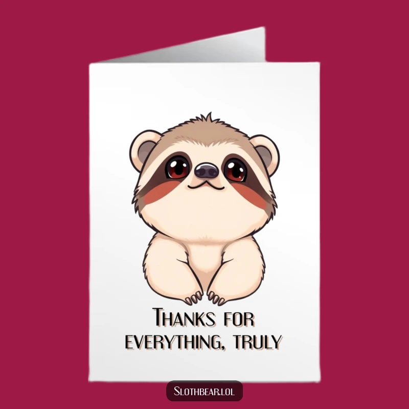 Free Printable Thank You: Curious Sloth Bear Cub - Heartfelt Downloadable Card