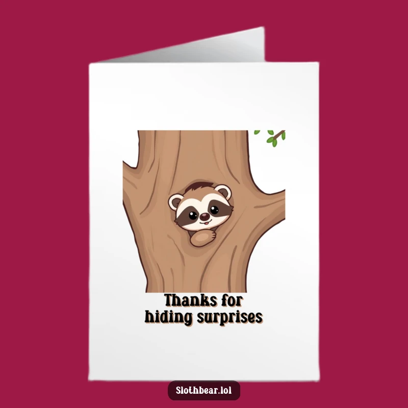 Adorable Free Printable Thank You Card: Peeking Sloth Bear - DIY Gift!