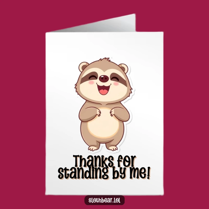 Free Printable Thank You Card: Pleased Sloth Bear's Thanks - Humorous Gift