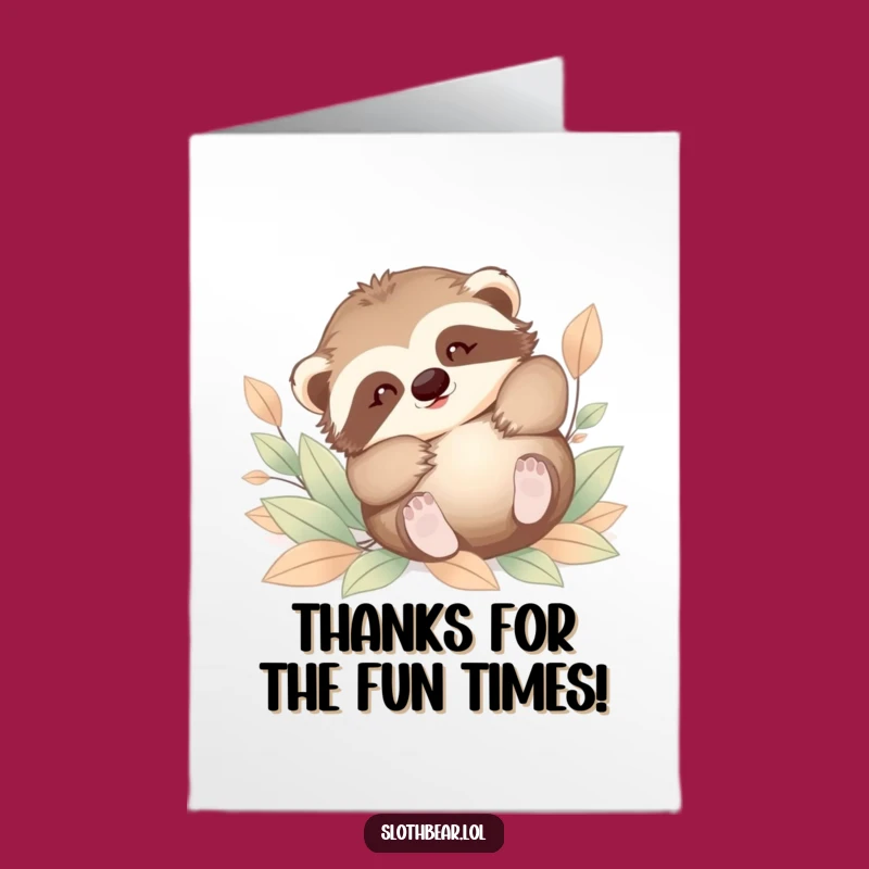 Free Printable Baby Sloth Bear Thank You Card: Playful Tumble Downloadable