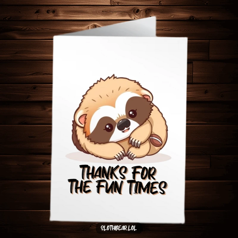 Funny Free Printable Thank You Card: A little sloth bear cub caught in a comical tumble, perfect for a thank you note.