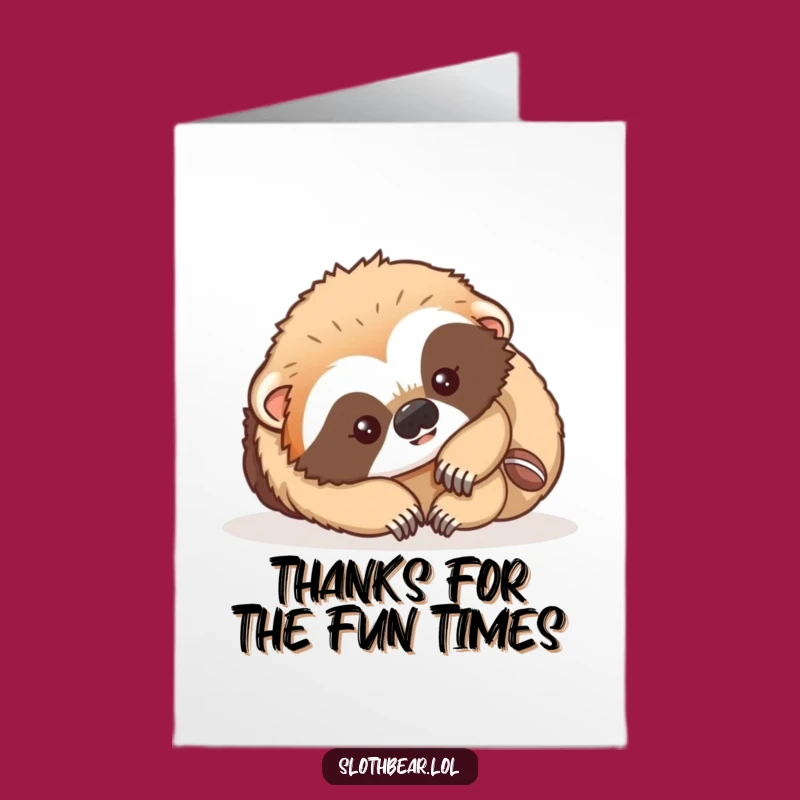 Free Printable Thank You: Tumbling Sloth Bear Cub - Whimsical Downloadable Card