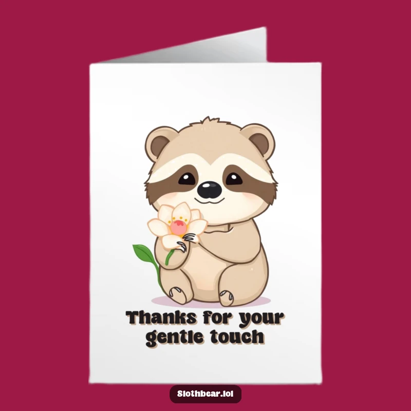 Free Printable Thank You Card: Sloth Bear & Flower for Your Appreciation