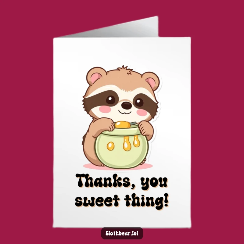 Free Printable Thank You Card: Kawaii Sloth Bear's Sweet Gratitude