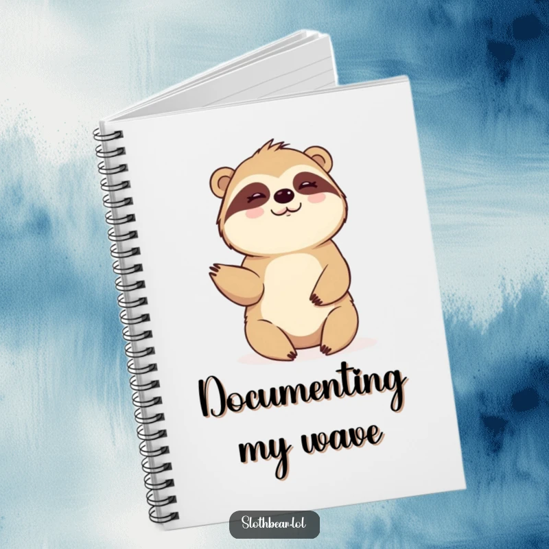 Funny Notebook: A sloth bear offers a slow, friendly wave, inspiring calm, thoughtful, and welcoming entries.