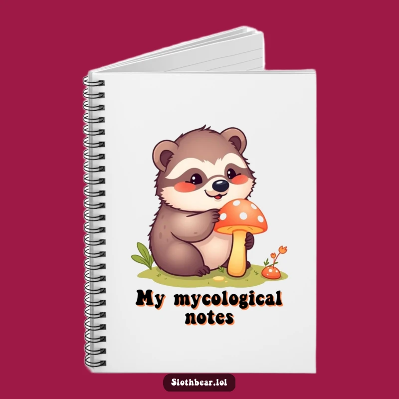 Funny Kawaii Sloth Bear Mushroom Notebook - Journal Your Curious Thoughts Gift