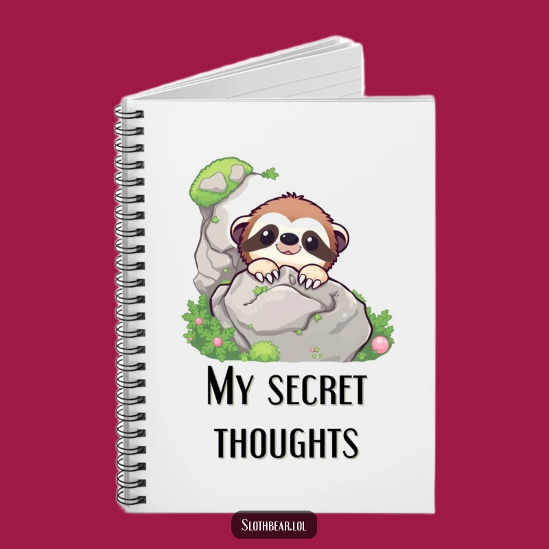 Funny Sloth Bear Peek Notebook - Hilarious Mossy Rock Journal Gift