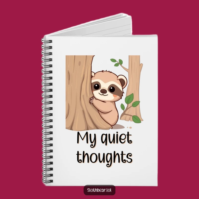 Funny Sloth Bear Peeking Tree Trunk Notebook - Journal Your Curious Thoughts