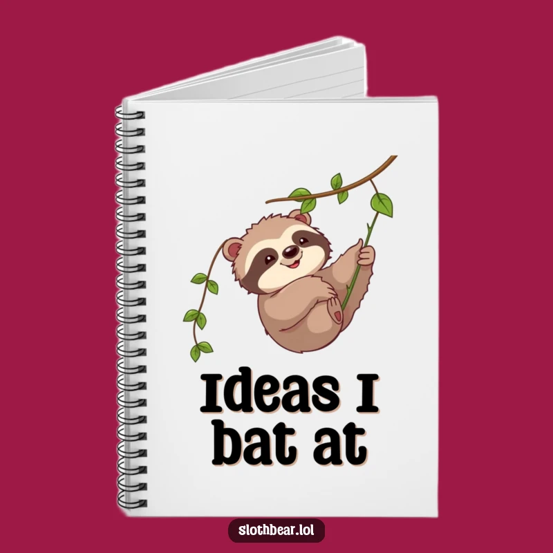 Funny Sloth Bear Vine Swat Notebook: Jot Down Ideas With Playful Flair