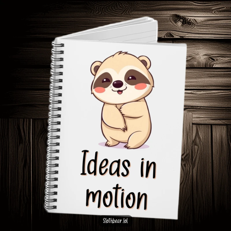 Funny notebook with a sloth bear performing a slow, deliberate wiggle, ideal for writing and doodling.