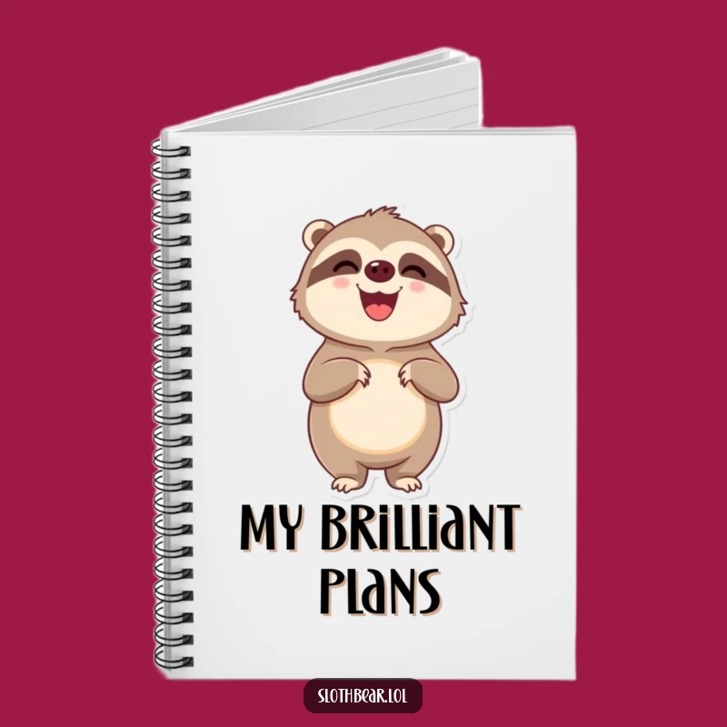 Funny Delighted Sloth Bear Notebook - Pleased Standing Journal Gift