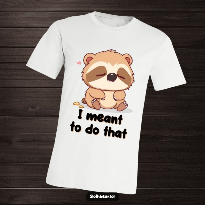 Funny t-shirt showcasing a comically dazed sloth bear after a gentle fall, ideal for casual and humorous wear.
