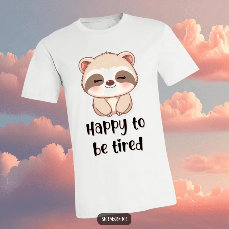 Funny T-Shirt showcasing a small sloth bear with a gentle, sleepy smile, embodying sweetness and comfort.