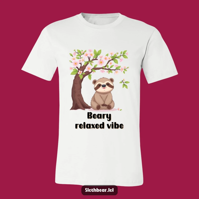 Funny Sloth Bear Blooming Tree T-Shirt – Wear Your Chill Style!