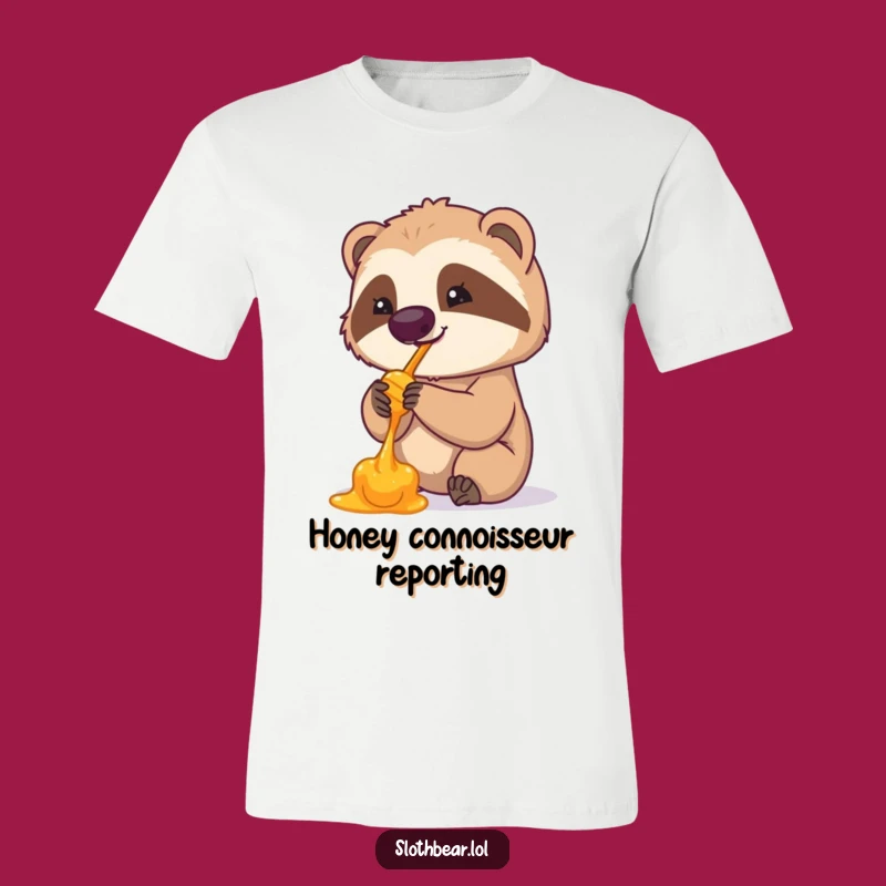 Funny Sloth Bear Licking Honey T-Shirt - Comfy & Cute Animal Tee