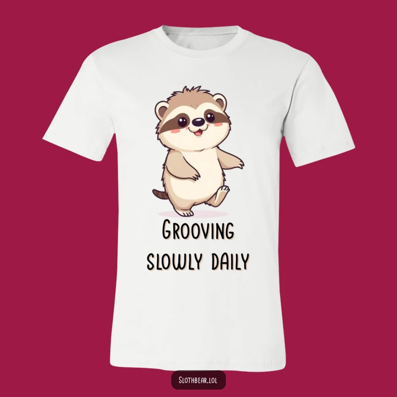 Funny Sloth Bear T-Shirt: Happy Shuffle Design, Relaxed Tee for Chill Vibes
