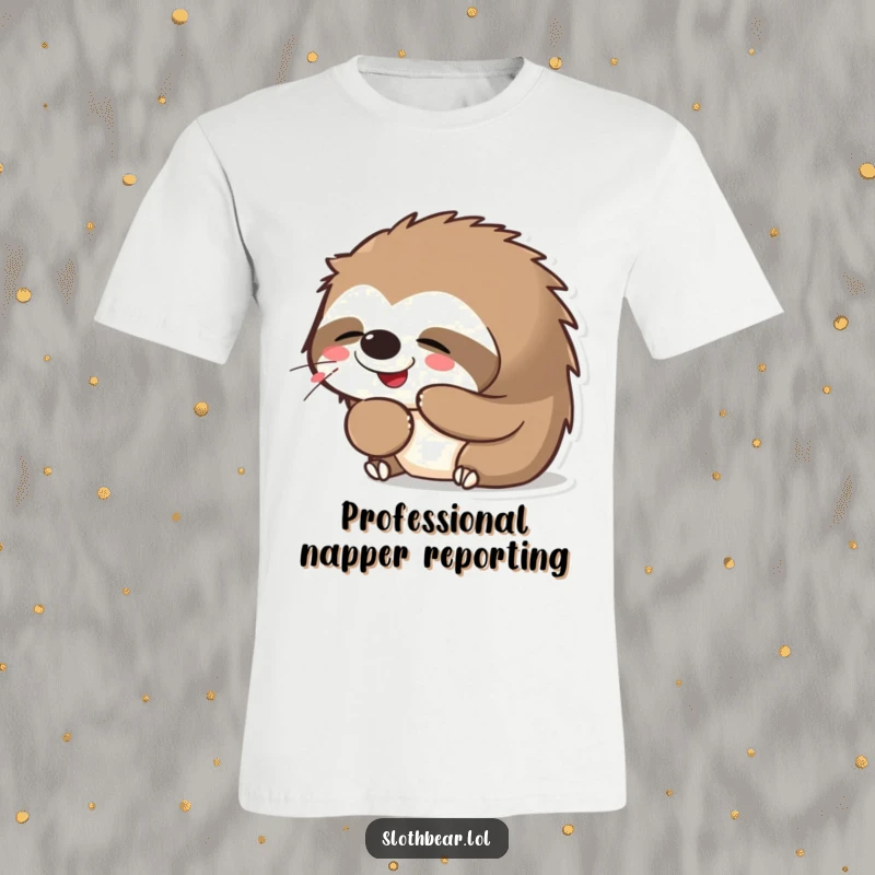 Funny Kawaii Sloth Bear Yawning T-Shirt, featuring a sleepy bear with a big yawn and a content smile, great for relaxation.