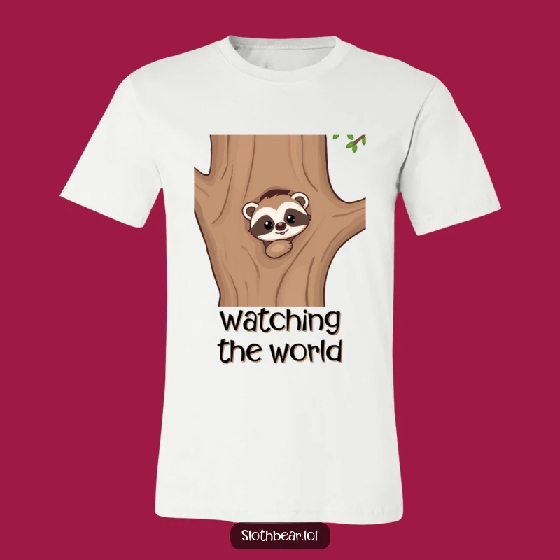 Funny Kawaii Sloth Bear Peek T-Shirt: Curious Character For Playful Style