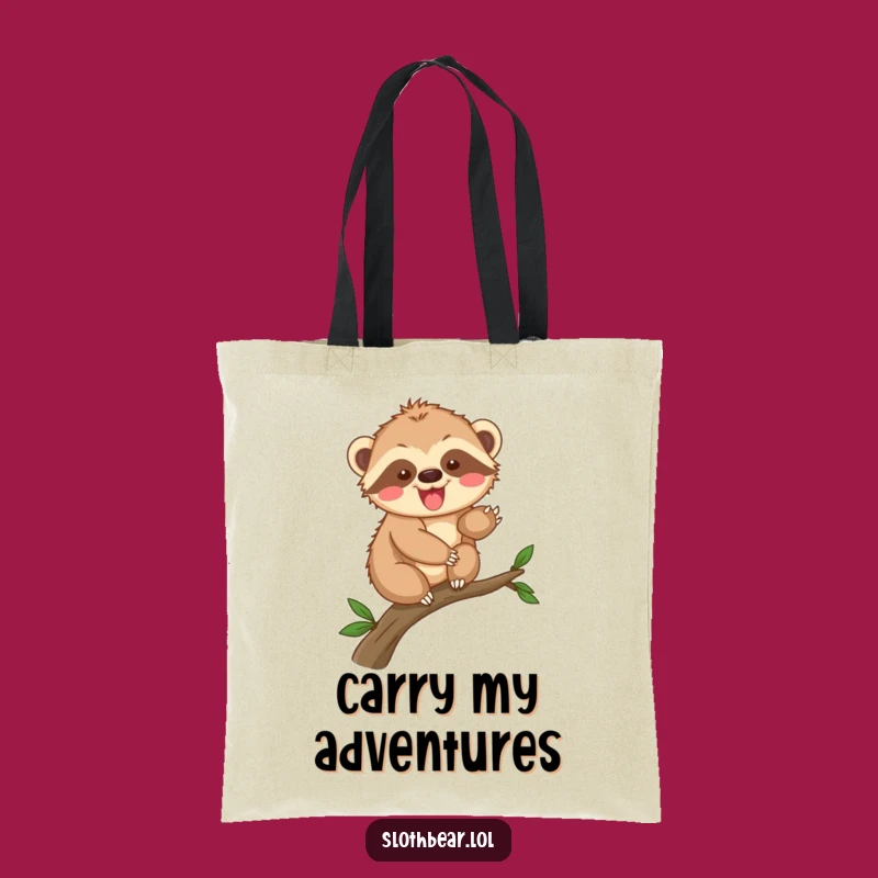 Funny Sloth Bear Cub Climbing Tote Bag - Durable & Playful Adventure Carryall