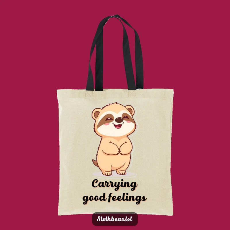 Funny Sloth Bear Tote Bag: Delighted Bear Standing, Carry Your Joy, Funny Gift