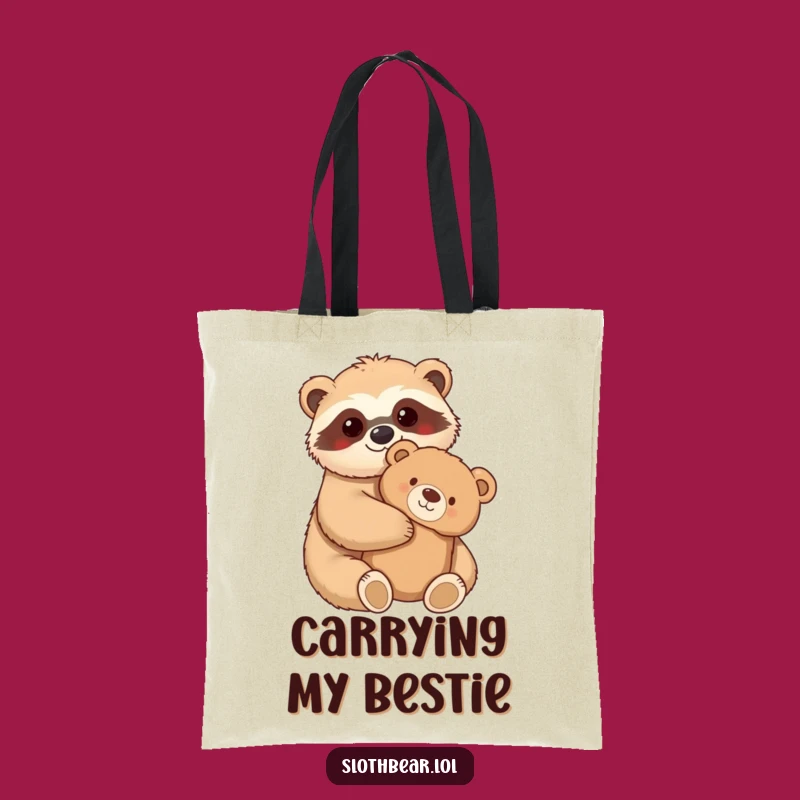 Funny Sloth Bear Tote Bag: Carry Hugs With a Cozy Design!