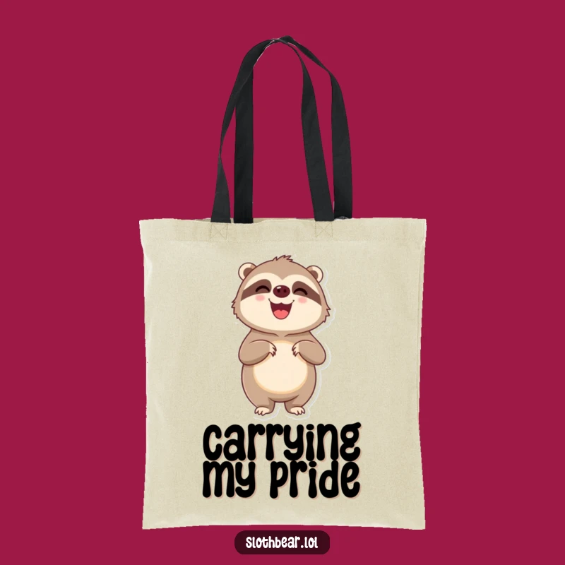 Funny Delighted Sloth Bear Tote Bag - Pleased Standing Carry-All Gift