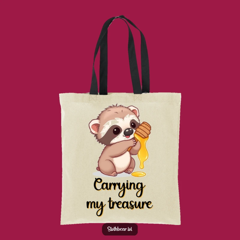 Funny Sloth Bear Cub Honey Tote Bag: Carry Your Love for Cute Animals