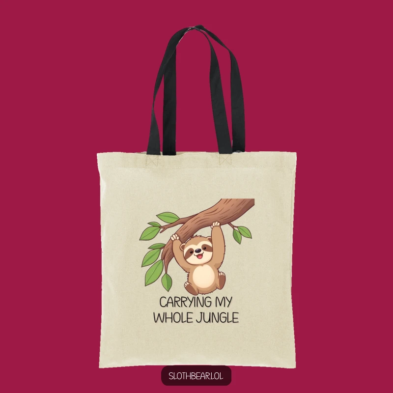 Funny Kawaii Sloth Bear Swinging Tote Bag - Stylish & Hilarious Carry-All Gift