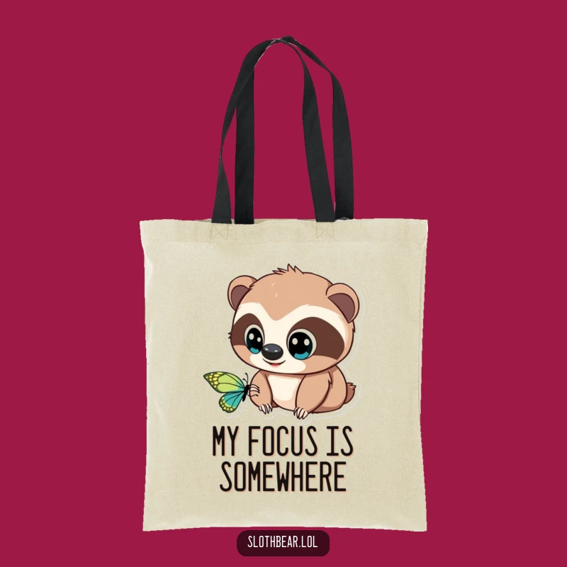 Charming Sloth Bear Tote Bag: Funny Butterfly Watch, Eco-Friendly Gift Accessory