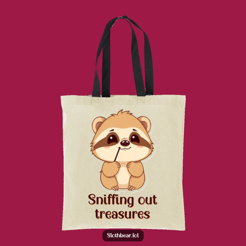 Funny Sloth Bear Tote Bag: Curious Sniffing Design, Eco-Friendly Gift